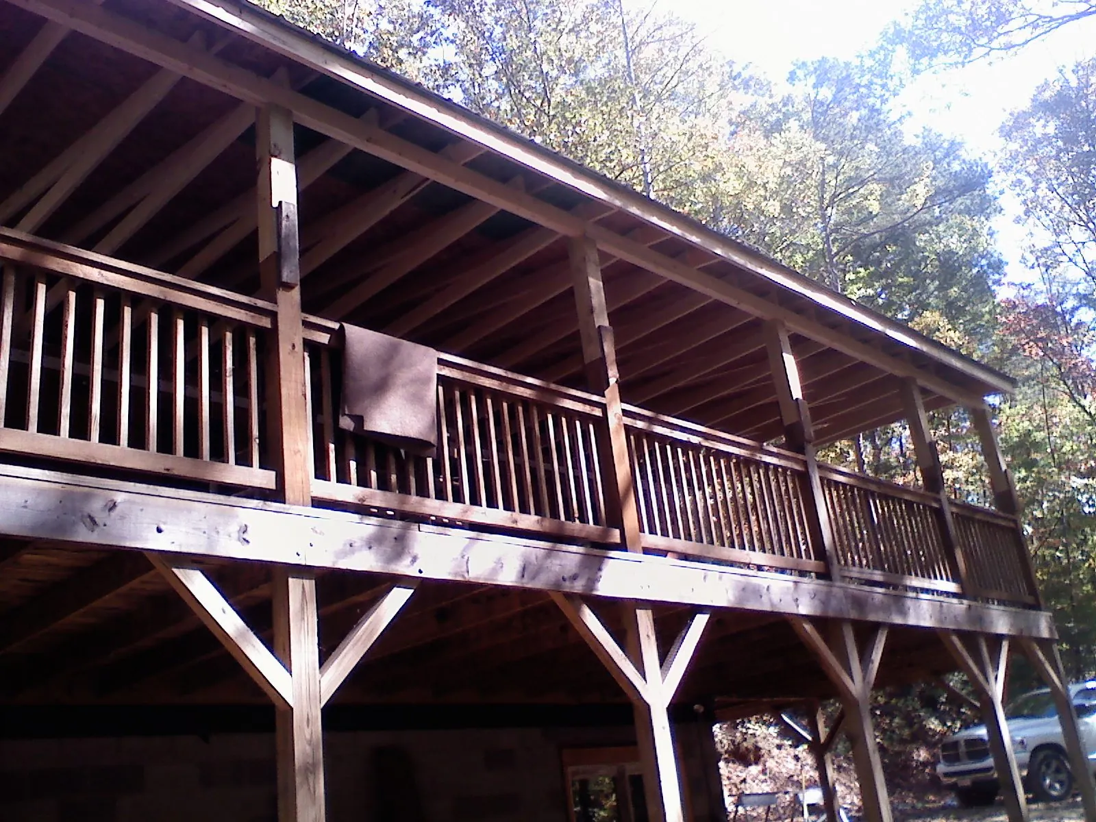 Timber framing under a new elevated porch and deck — Roof Leak Repair in Bybee by Roofing Brothers